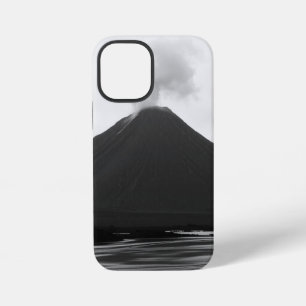 Funda Para iPhone 12 Mini Volcán Erupcionando en Blanco y Negro