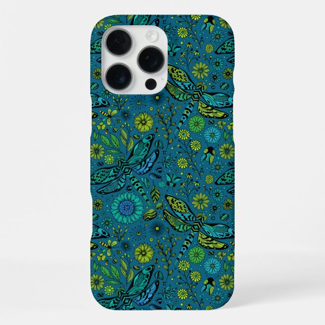 Funda Para iPhone Vuela, vuela libélula en azul (Reverso )