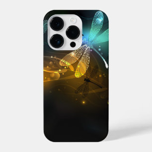 Funda Para iPhone 14 Pro Vuelo de libélula luminosa verde