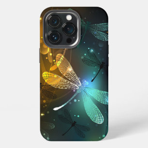 Funda Para iPhone 13 Pro Vuelo de libélula luminosa verde