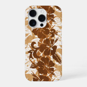 Funda Para iPhone 16 Pro Waikoloa Madera Falsa Hibisco Floral Hawaiano