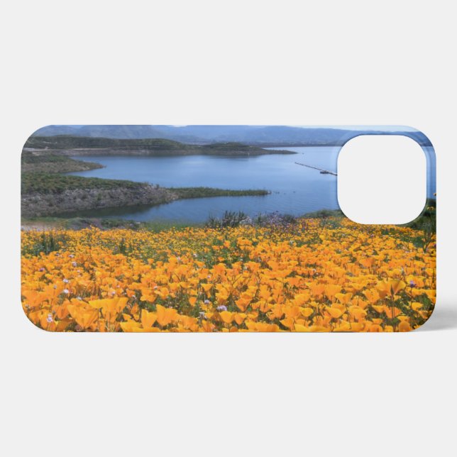 Funda Para iPhone Water | California Lake With Golden Poppies (Reverso Horizontal)