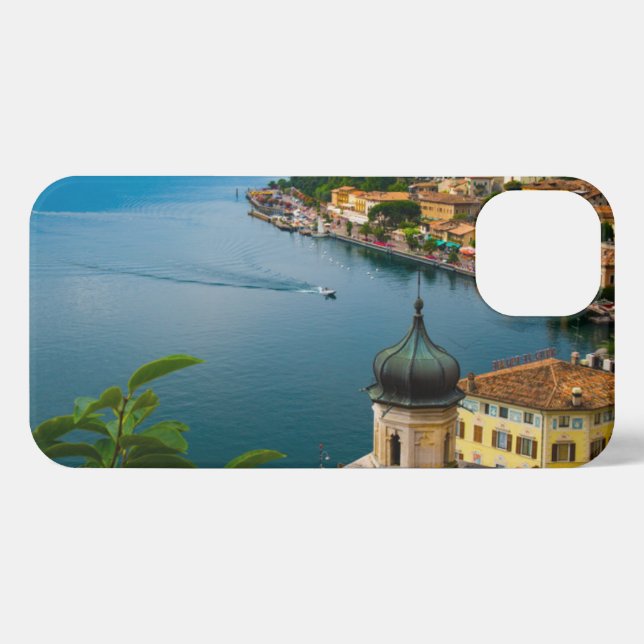 Funda Para iPhone Water | San Benedetto Church Lake Garda, Italy (Reverso Horizontal)