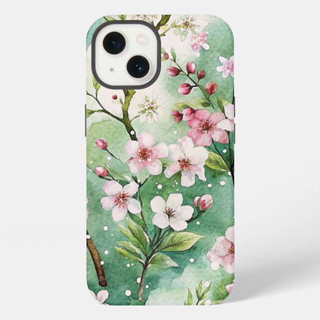 Funda Para iPhone Watercolor Cherry Blossoms (Reverso )