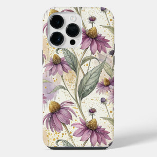 Funda Para iPhone 14 Pro Max Watercolor Echinacea Purple & Gold