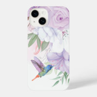 Watercolor Garden Flores Hummingbird Bird