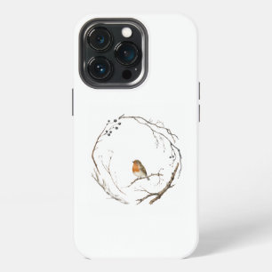 Funda Para iPhone 13 Pro Watercolor Robin Bird Wreath Phone Case, Vintage W