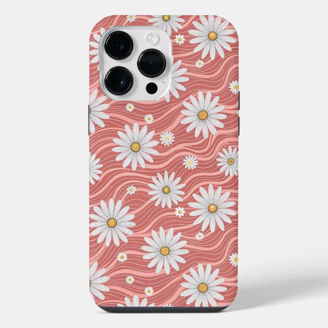 Funda Para iPhone Wavy Pink Daisies (Reverso )