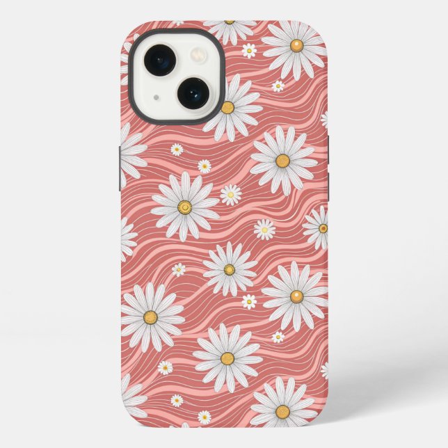Funda Para iPhone Wavy Pink Daisies (Reverso )