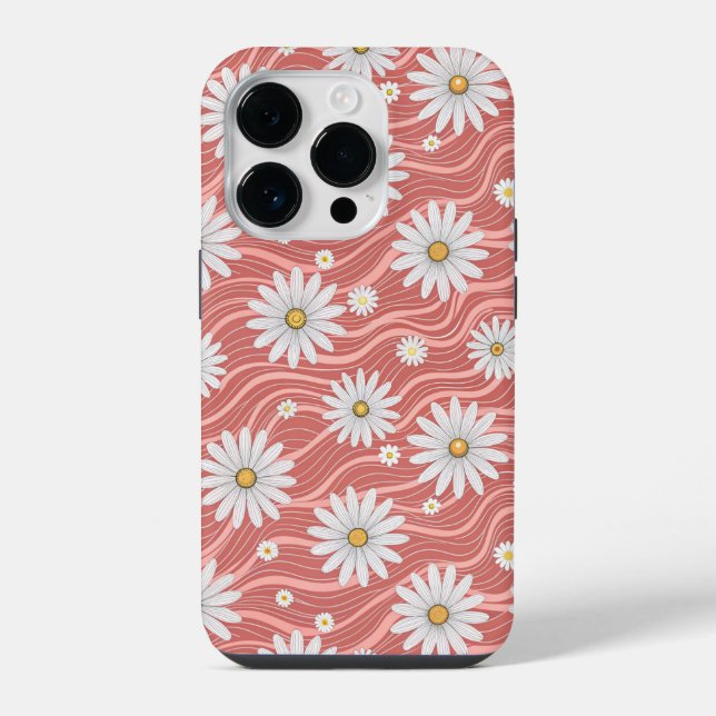 Funda Para iPhone Wavy Pink Daisies (Reverso )