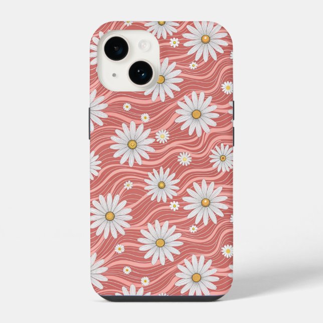 Funda Para iPhone Wavy Pink Daisies (Reverso )