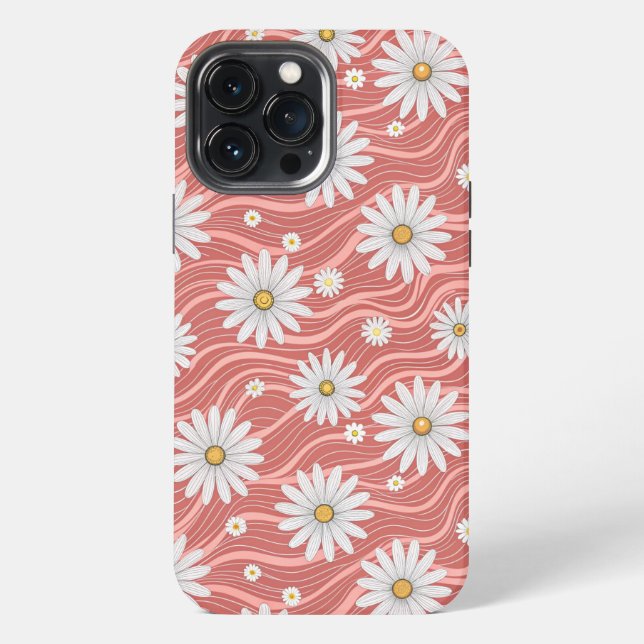 Funda Para iPhone Wavy Pink Daisies (Reverso )