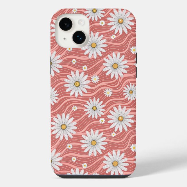 Funda Para iPhone Wavy Pink Daisies (Reverso)