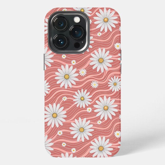 Funda Para iPhone Wavy Pink Daisies (Reverso )
