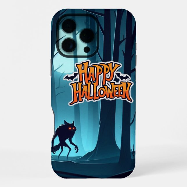Funda Para iPhone Werewolf y calabazas de Halloween (Reverso )