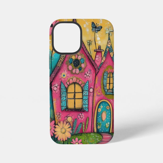 Funda Para iPhone Whimsical Folk Art Houses (Reverso )