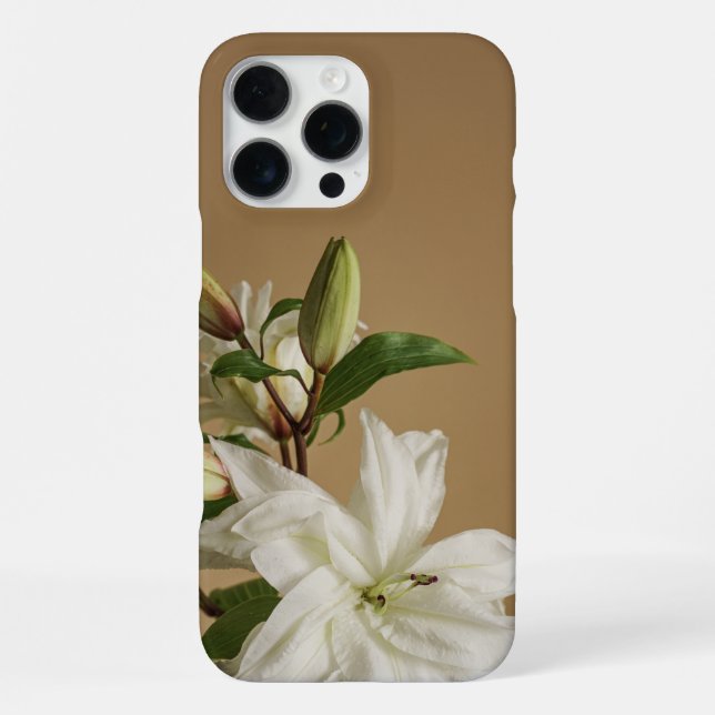 Funda Para iPhone White lillies on soft tan background (Reverso )