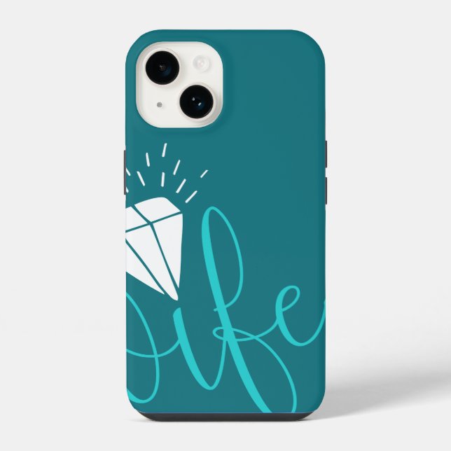 Funda Para iPhone Wifey Turquoise Script & Diamond (Reverso )