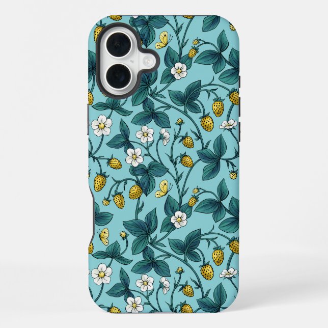 Funda Para iPhone Wild roses and butterflies /pink/pale green/yellow (Reverso )