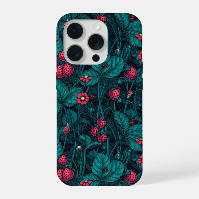 Funda Para iPhone Wild strawberries, red and blue (Reverso )