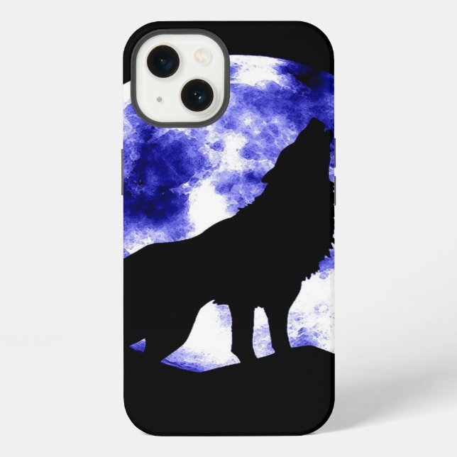 Funda Para iPhone Wolf Howling en la Luna (Reverso )