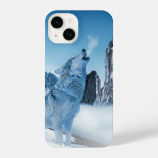 Funda Para iPhone 14 Wolf Howling en una montaña nevada en invierno