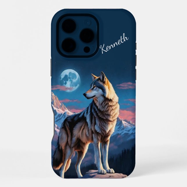 Funda Para iPhone Wolf Howling Under Lunar Glow (Reverso )