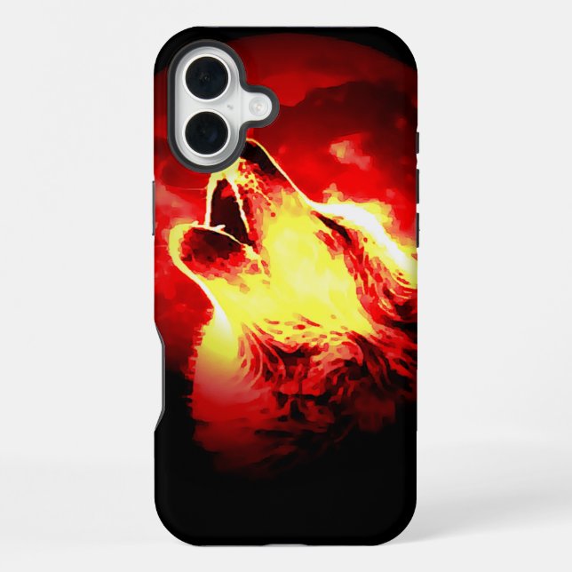 Funda Para iPhone Wolf, Moon & Red Sky (Reverso )