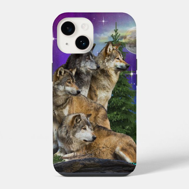 Funda Para iPhone Wolf y Moon (Reverso )