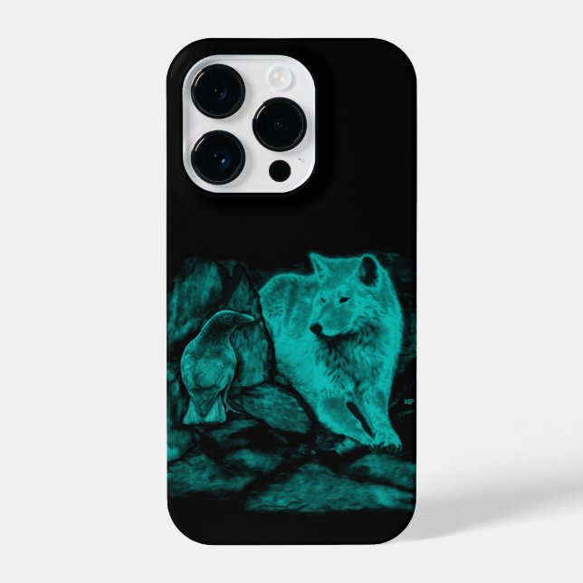 Funda Para iPhone Wolf y Raven en la noche (Reverso )