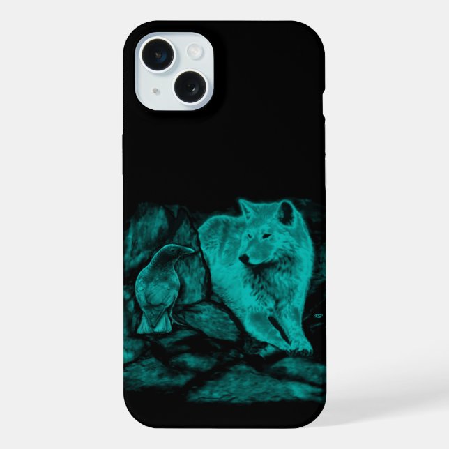 Funda Para iPhone Wolf y Raven en la noche (Reverso )
