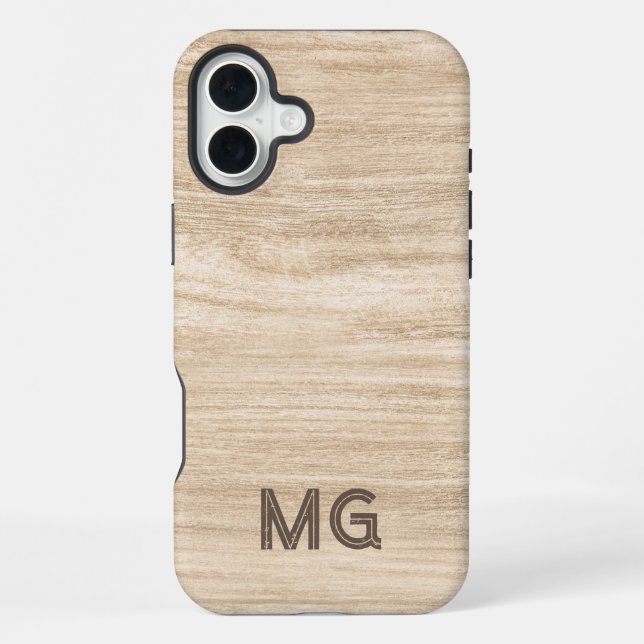 Funda Para iPhone Wood Grain Phone Case | Personalized Monogram (Reverso )