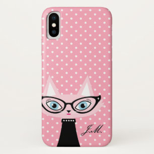 Funda para iPhone X con puntos de moda y gato