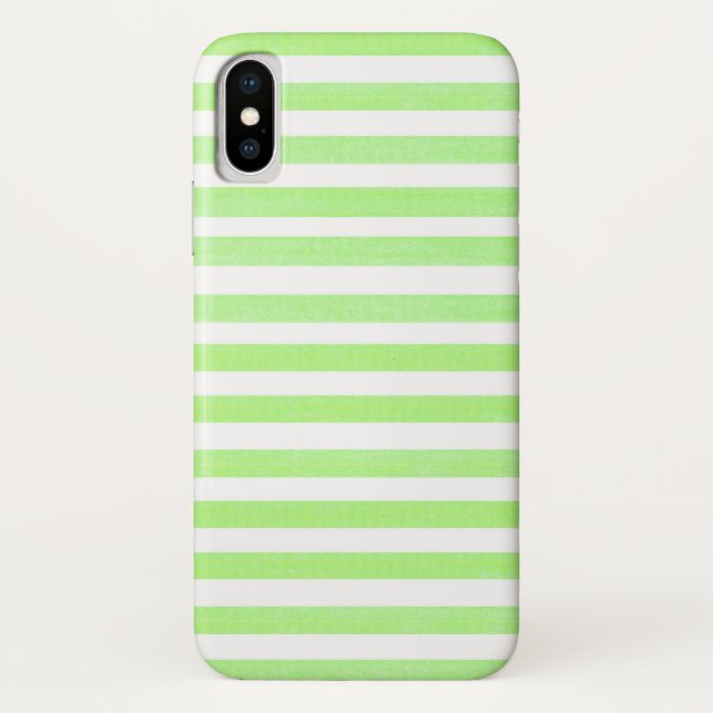 Funda para iPhone X de Apple Green y White Stripe  (Reverso)