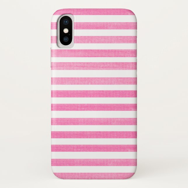 Funda para iPhone X de banda rosa y blanca (Reverso)