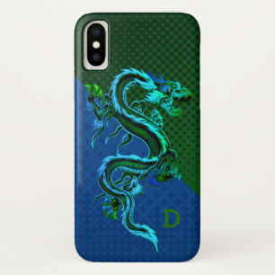 Funda para iPhone X de Dragon azul y verde