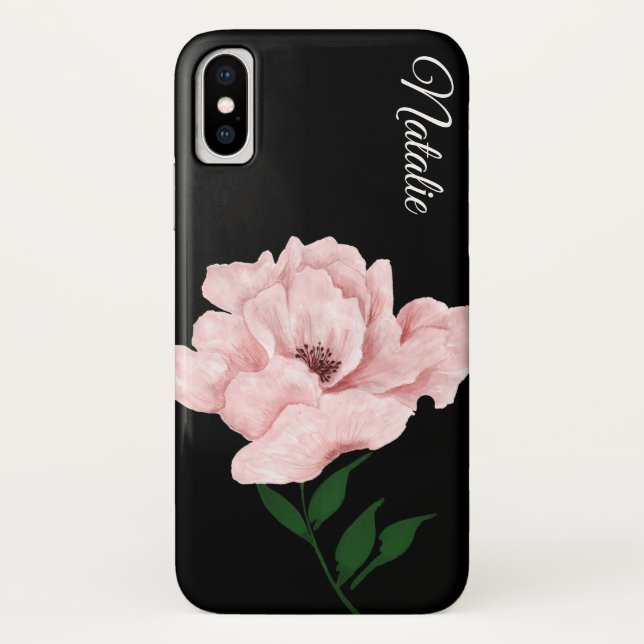Funda para iPhone X de flor rosa ballet (Reverso)
