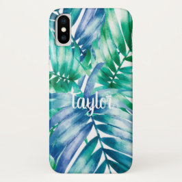 Funda para iPhone X de impresión de palma azul y v