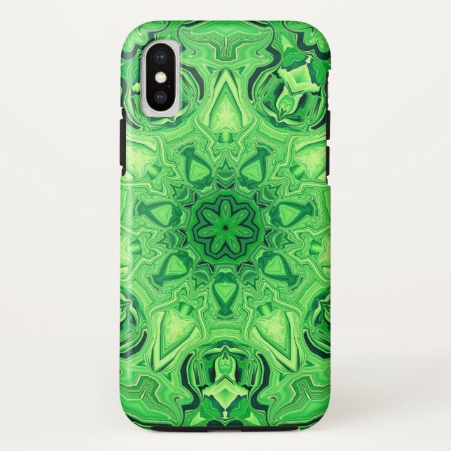 Funda para iPhone X de Mandala verde (Reverso)
