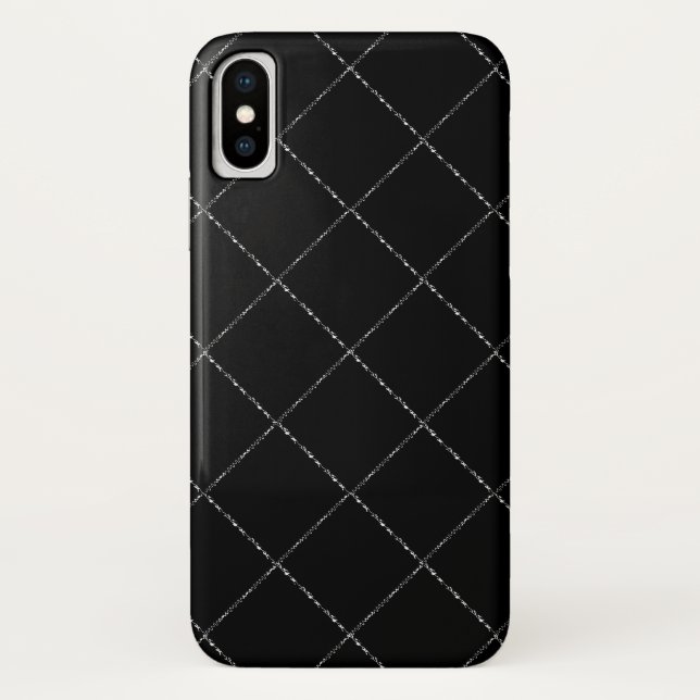 Funda para iPhone X de verificación de diamantes d (Reverso)