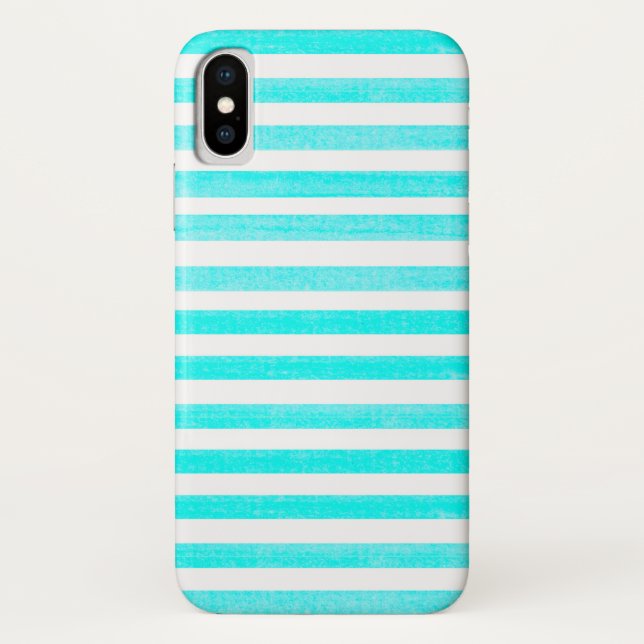 Funda para iPhone X turquesa y franja blanca (Reverso)