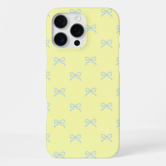 Funda Para iPhone Yellow Blue Bow Pattern Coquette Girly Spring (Reverso )