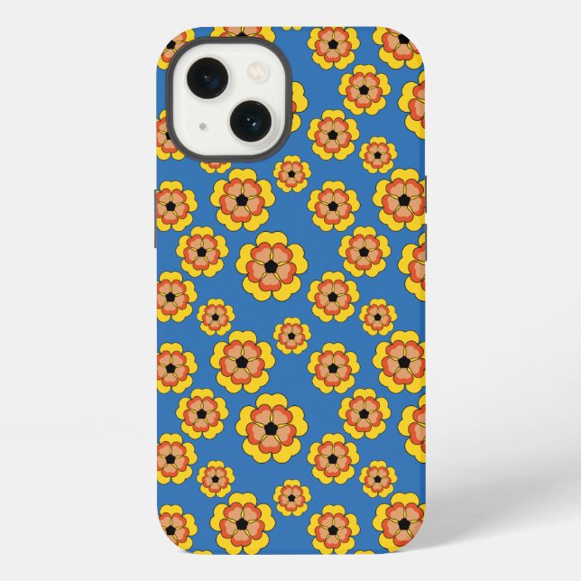 Funda Para iPhone Yellow Orange Flowers Pattern (Reverso )