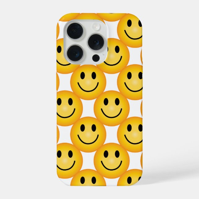 Funda Para iPhone Yellow Smiley Emoji Happy Face Phone Case (Reverso )