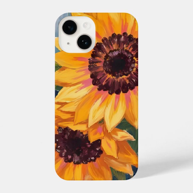 Funda Para iPhone Yellow Sunflowers | Watercolor Floral Painting (Reverso )