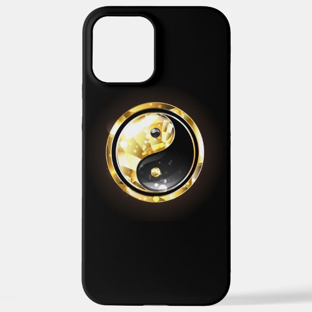 Funda Para iPhone Yin Yang dorado en negro (Reverso )