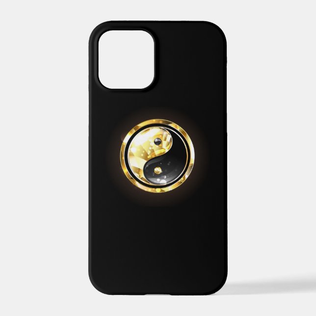 Funda Para iPhone Yin Yang dorado en negro (Reverso )
