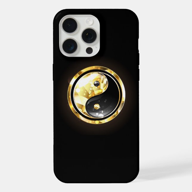Funda Para iPhone Yin Yang dorado en negro (Reverso )