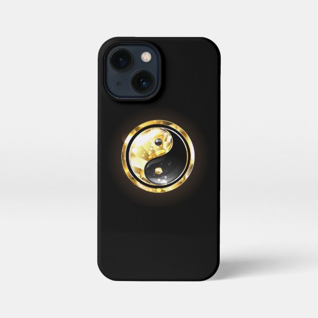 Funda Para iPhone Yin Yang dorado en negro (Reverso )