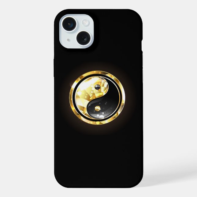 Funda Para iPhone Yin Yang dorado en negro (Reverso )